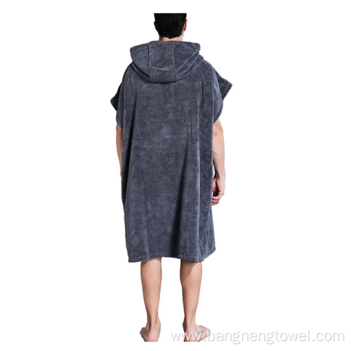 Poncho hooded towel with sleeves and pocket